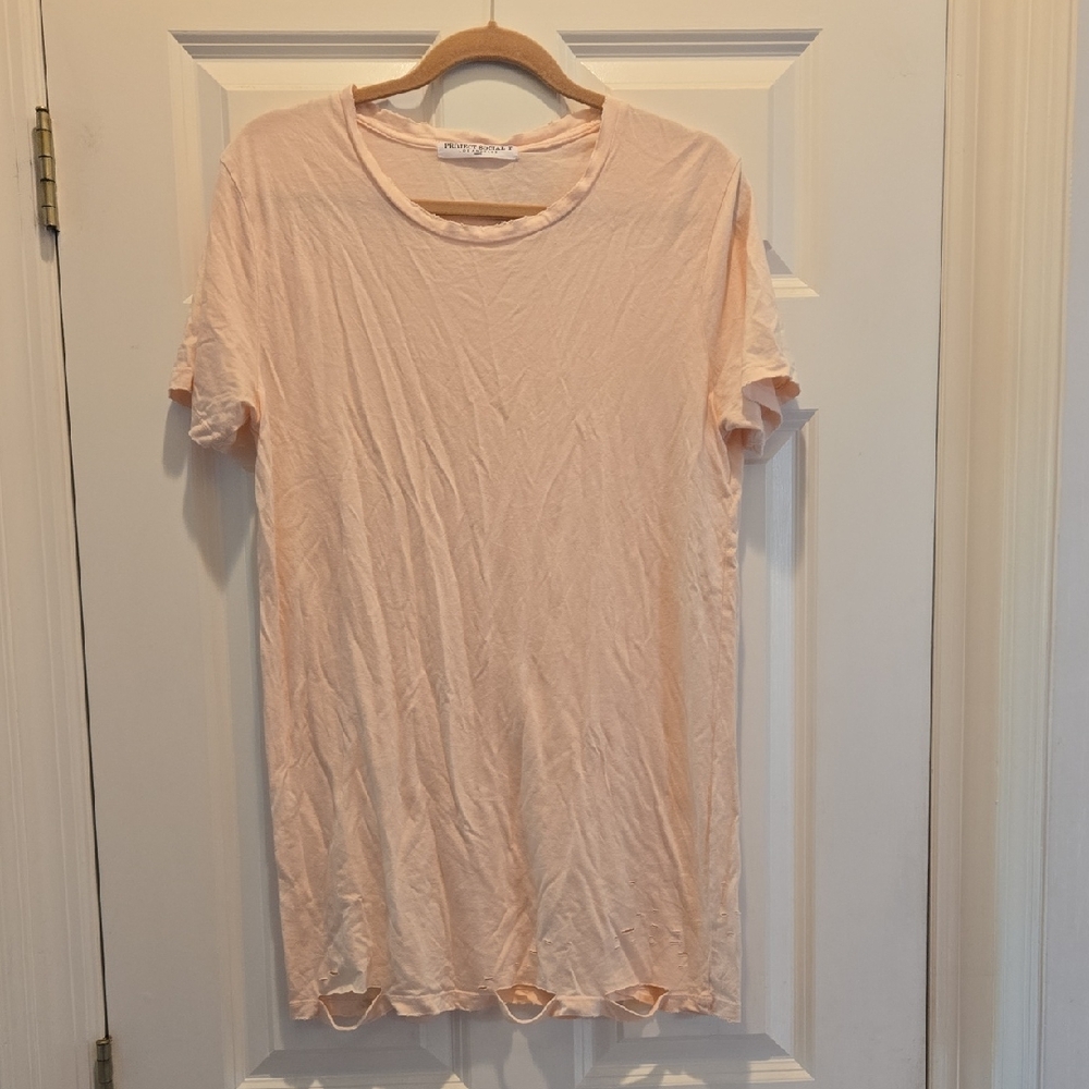 NWT Project Social T Lugo Distressed T-Shirt Dress S Pink Quartz Round Neck